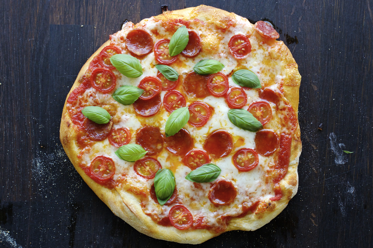 Pizza med kvitlin og chorizo
